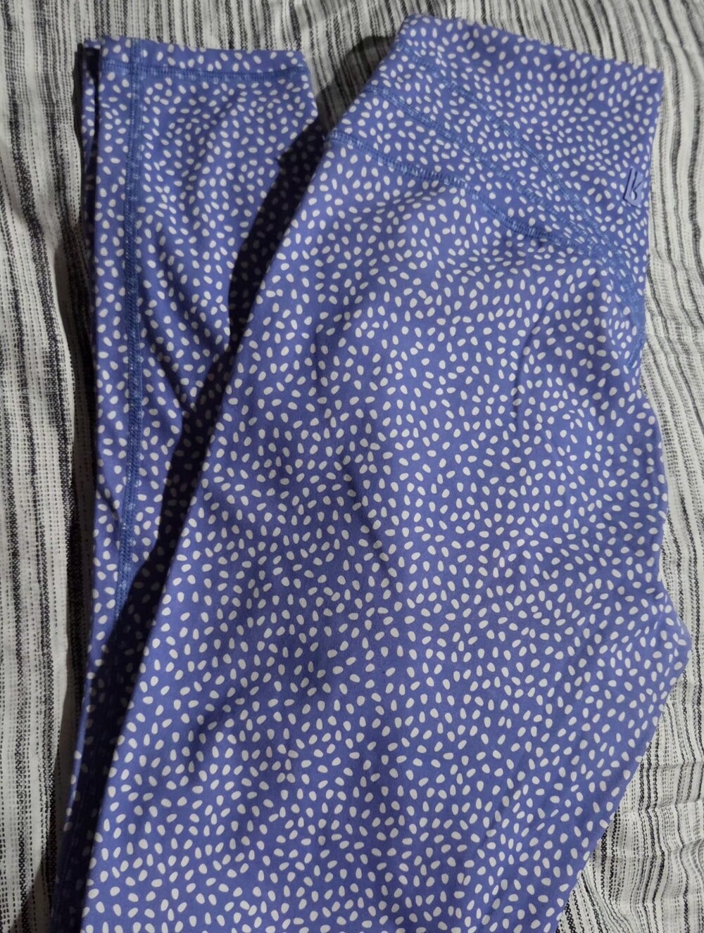 BuffBunny Blue Leggings with White Dot Print